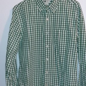 J Crew Green white Check L/S shirt Medium